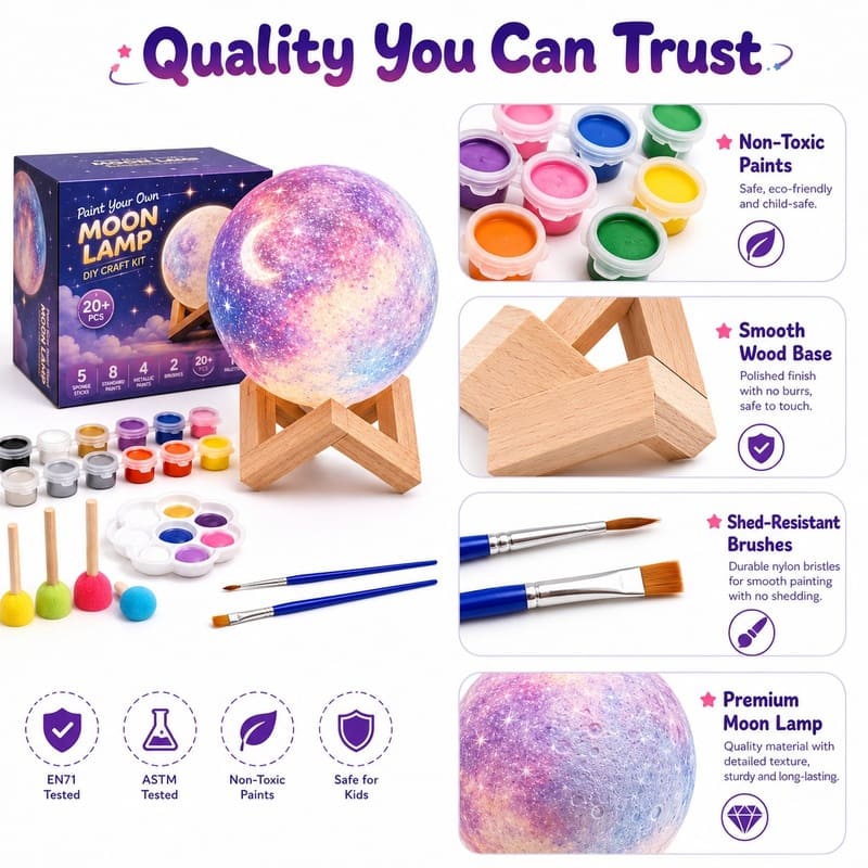 Paint your own galaxy moon lamp kit for kids – wholesale oem/odm craft gift set embroidered detail