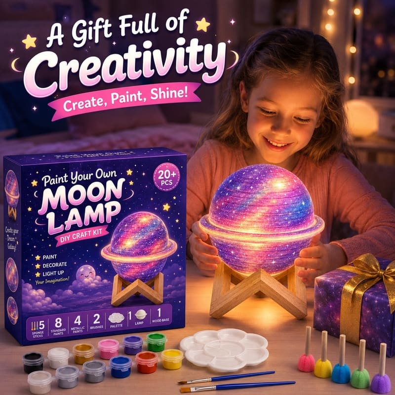 Paint your own ringed moon lamp kit for kids – wholesale oem/odm craft gift set front side back view