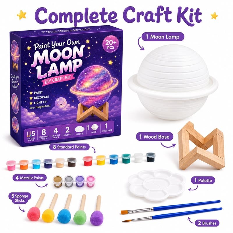 Paint your own ringed moon lamp kit for kids – wholesale oem/odm craft gift set size reference