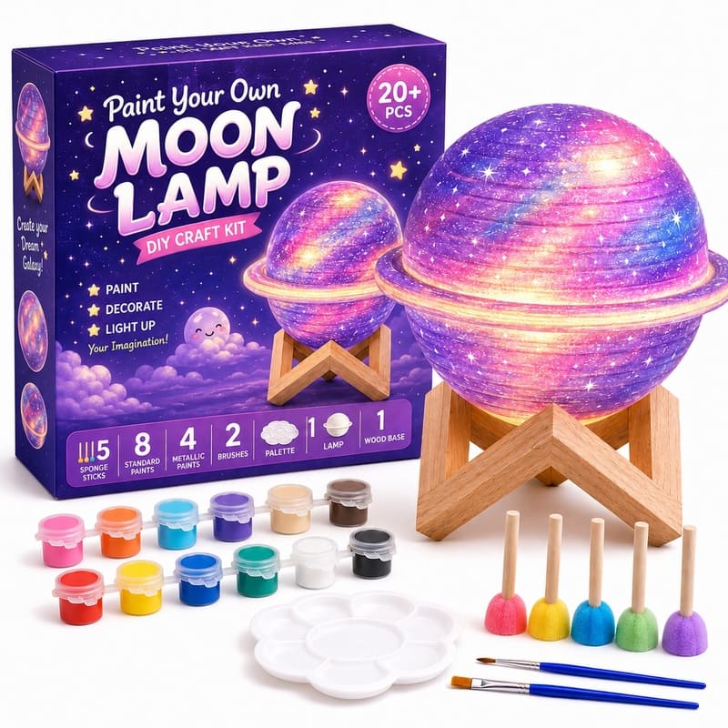 Paint your own ringed moon lamp kit for kids – wholesale oem/odm craft gift set front view