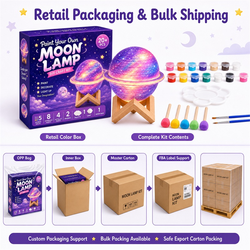 Paint your own ringed moon lamp kit for kids – wholesale oem/odm craft gift set stitching detail