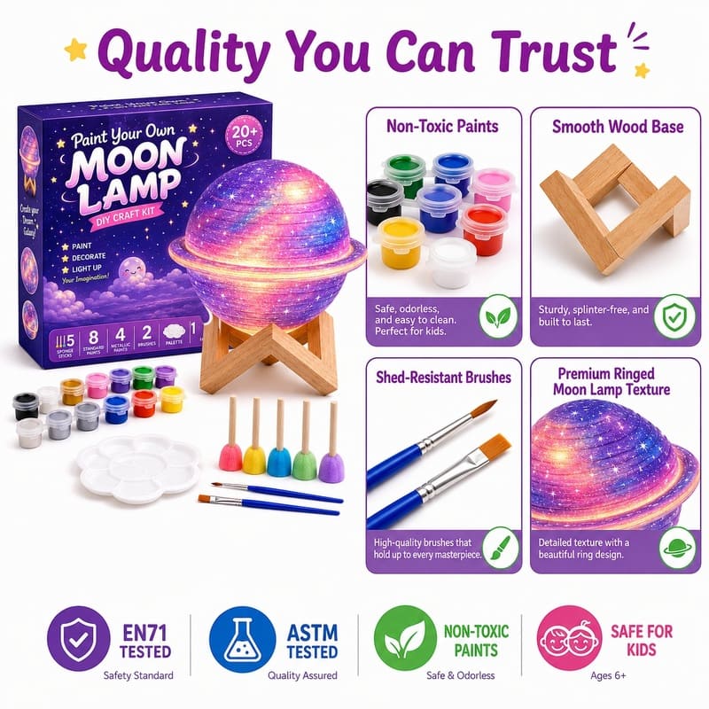 Paint your own ringed moon lamp kit for kids – wholesale oem/odm craft gift set embroidered detail