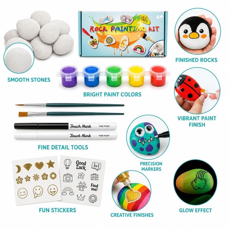 Paint your own rocks kit for kids – wholesale oem/odm kids craft set front view