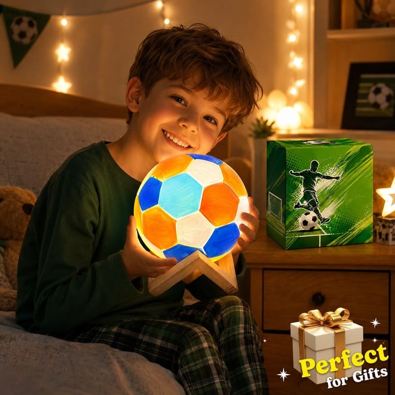 Paint your own soccer ball lamp kit for kids – wholesale oem/odm craft gift set front side back view