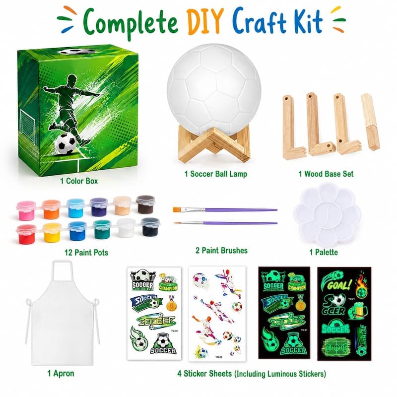 Paint your own soccer ball lamp kit for kids – wholesale oem/odm craft gift set size reference