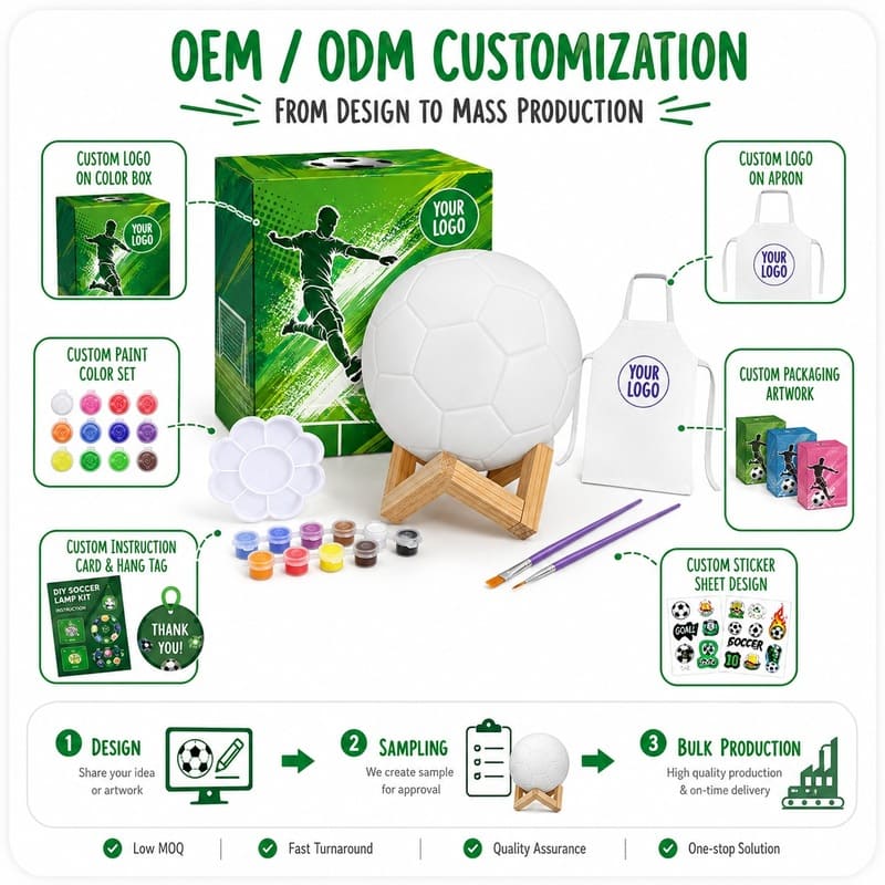 Paint your own soccer ball lamp kit for kids – wholesale oem/odm craft gift set design detail