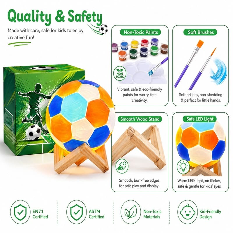 Paint your own soccer ball lamp kit for kids – wholesale oem/odm craft gift set embroidered detail
