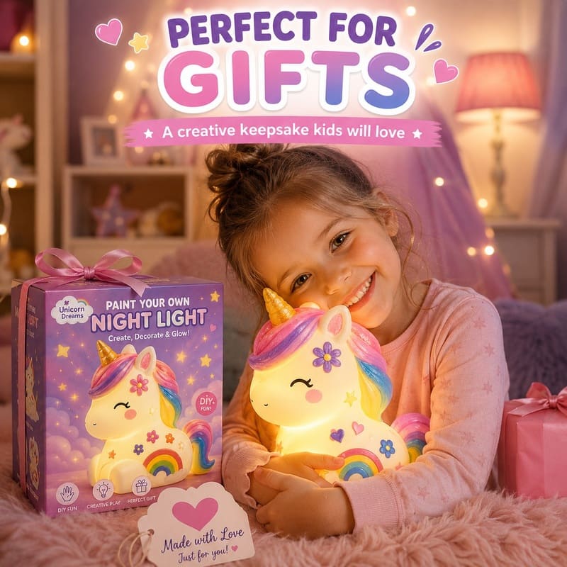 Paint your own unicorn lamp kit for kids – wholesale oem/odm craft gift set front side back view