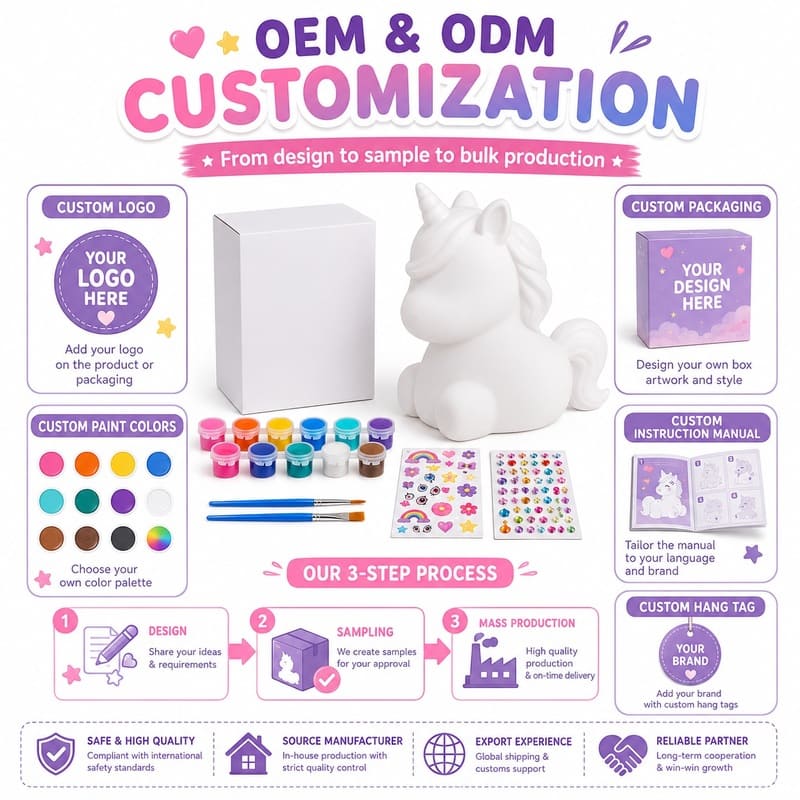 Paint your own unicorn lamp kit for kids – wholesale oem/odm craft gift set wing detail