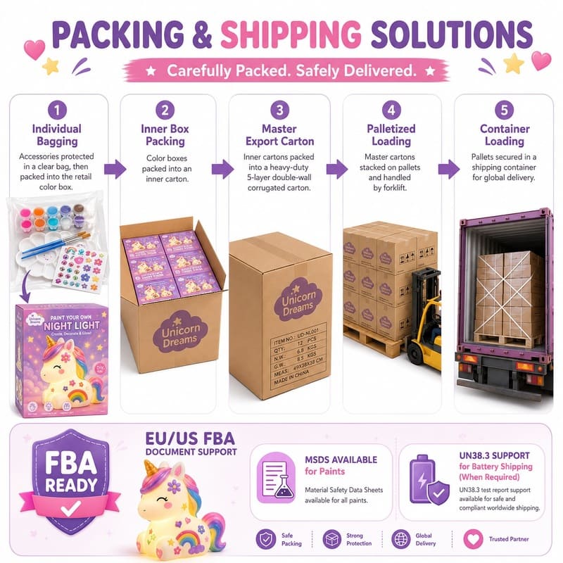 Paint your own unicorn lamp kit for kids – wholesale oem/odm craft gift set stitching detail