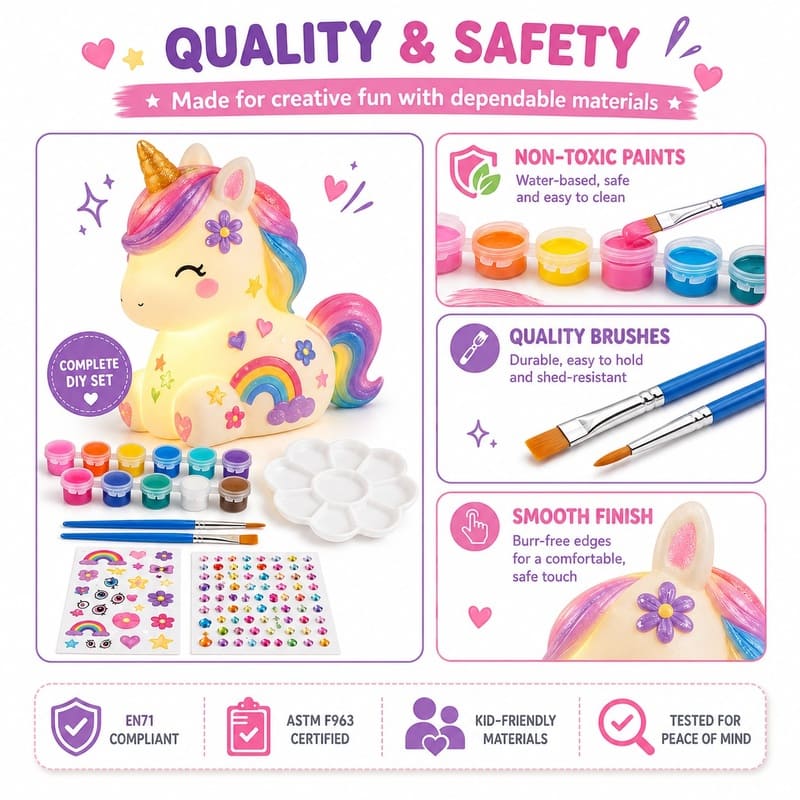Paint your own unicorn lamp kit for kids – wholesale oem/odm craft gift set embroidered detail