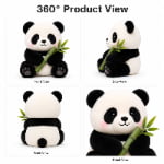 Panda plush toy front side back view