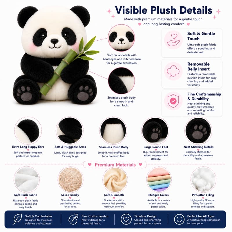 Panda plush toy size reference