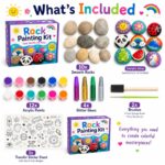 Panda rock painting kit for kids – wholesale oem/odm kids craft set front side back view