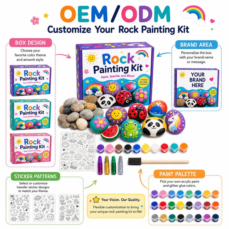 Panda rock painting kit for kids – wholesale oem/odm kids craft set size reference