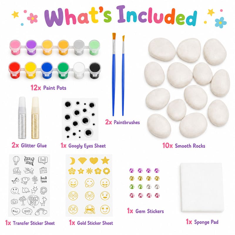 Pastel rock painting kit for kids – wholesale oem/odm kids craft set front side back view