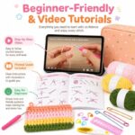 Peach crochet starter kit with storage case size reference
