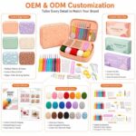 Peach crochet starter kit with storage case embroidered detail