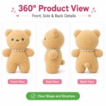 Pearl necklace teddy bear plush toy for custom retail and oem plush collections front side back view