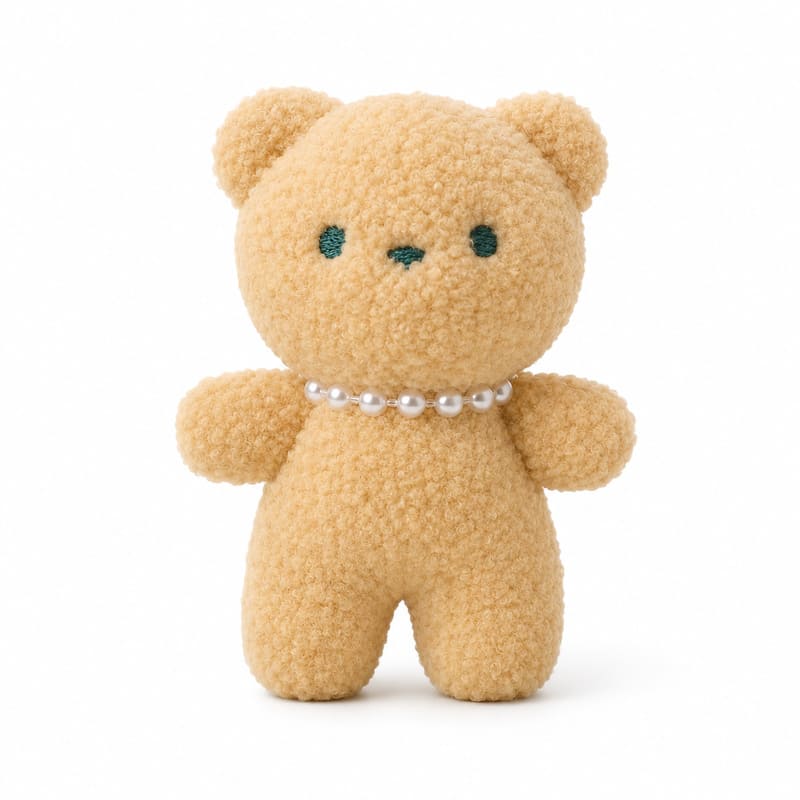 Pearl necklace teddy bear plush toy for custom retail and oem plush collections front view