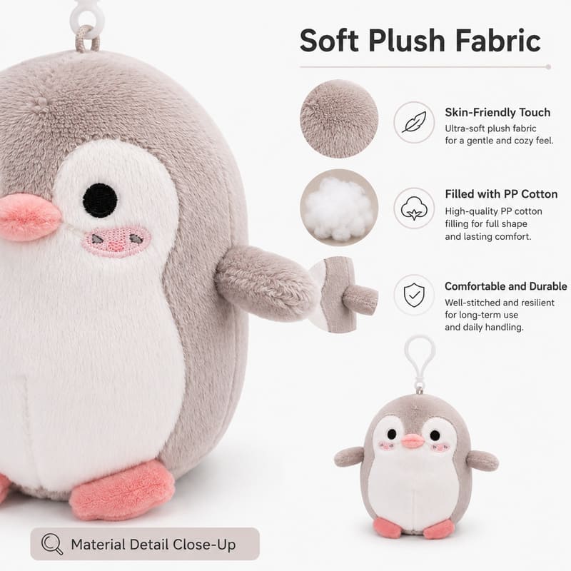 Penguin plush keychain size reference