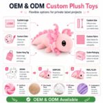 Pink axolotl plush toy design detail