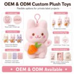 White bunny carrot plush keychain embroidered detail