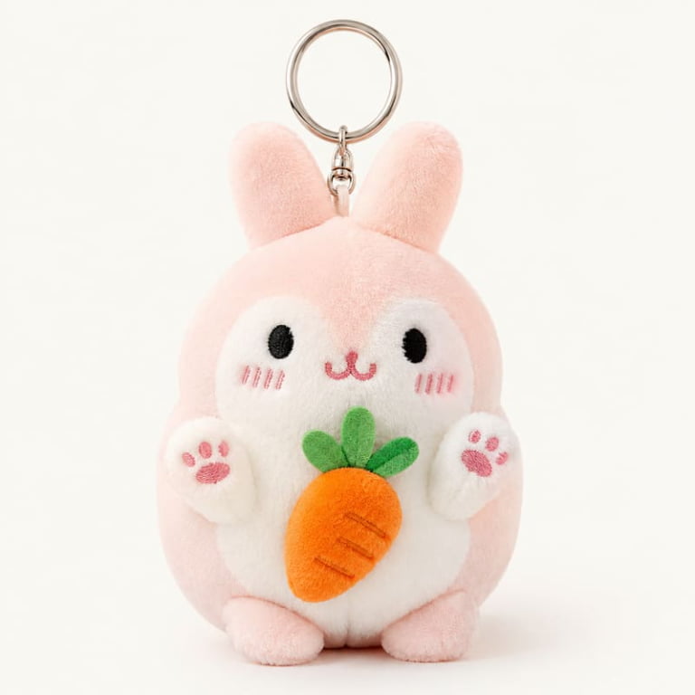 Pink Bunny Carrot Plush Keychain for Wholesale Gifts and OEM/ODM Orders