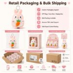 Pink bunny carrot plush keychain design detail