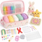 Pink crochet starter kit with storage case front view