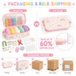 Pink crochet starter kit with storage case design detail