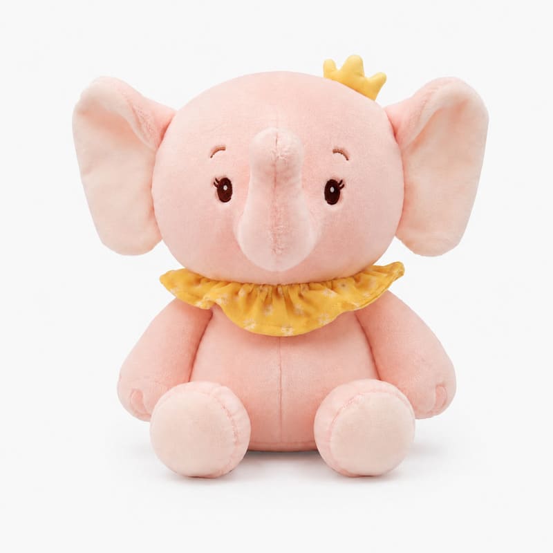 Pink elephant plush toy front view