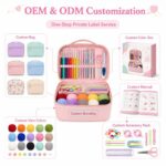 Pink quilted crochet kit for beginners embroidered detail