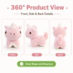 Pink rhino plush toy front side back view