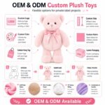 Pink teddy bear plush toy design detail