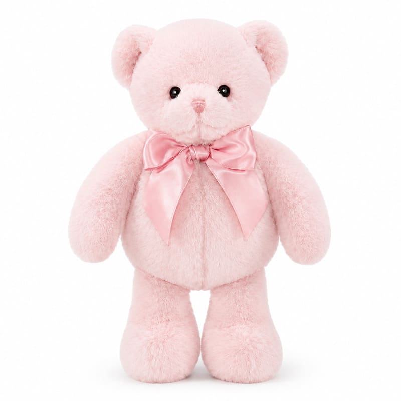 Pink teddy bear plush toy front view