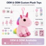 Pink unicorn plush bag charm embroidered detail
