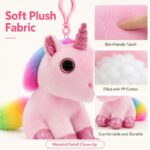 Pink unicorn plush bag charm size reference
