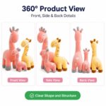 Pink yellow giraffe plush toy set front side back view