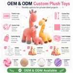 Pink yellow giraffe plush toy set design detail