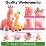Pink yellow giraffe plush toy set embroidered detail