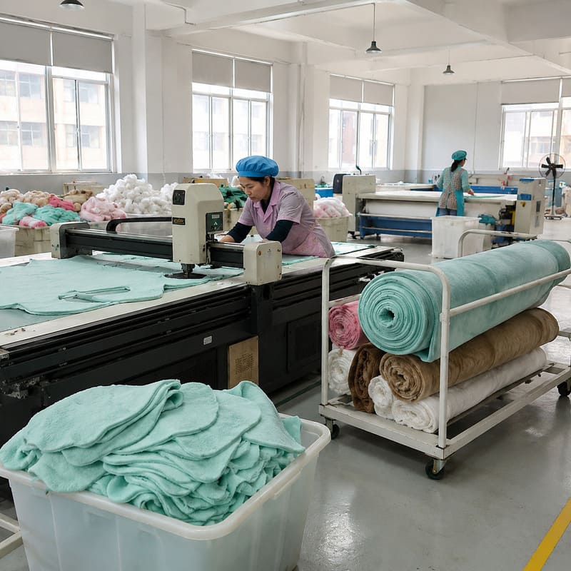 Plush fabric cutting process