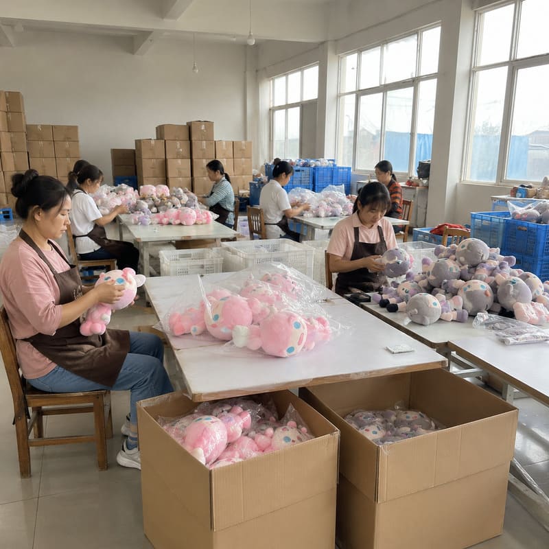 Plush toy inspection and packaging process