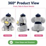 Police officer elephant plush toy for custom retail and oem plush collections front side back view