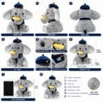 Police officer elephant plush toy for custom retail and oem plush collections stitching detail
