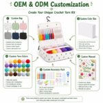 Portable crochet kit with hanging organizer embroidered detail