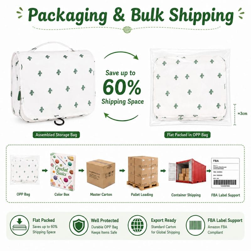 Portable crochet kit with hanging organizer design detail