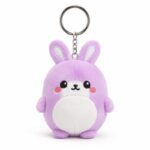 Purple bunny plush keychain front view