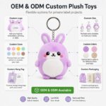 Purple bunny plush keychain embroidered detail