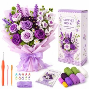 Purple Rose Crochet Bouquet Kit for Beginners complete kit for B2B wholesale and OEM projects